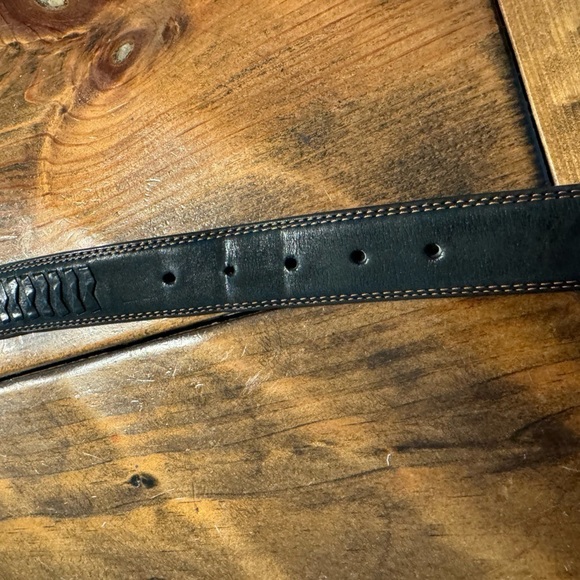 Cole Haan Black Leather Brauded Belt with Signature Silver Tone Buckle Size 38 - Picture 7 of 8